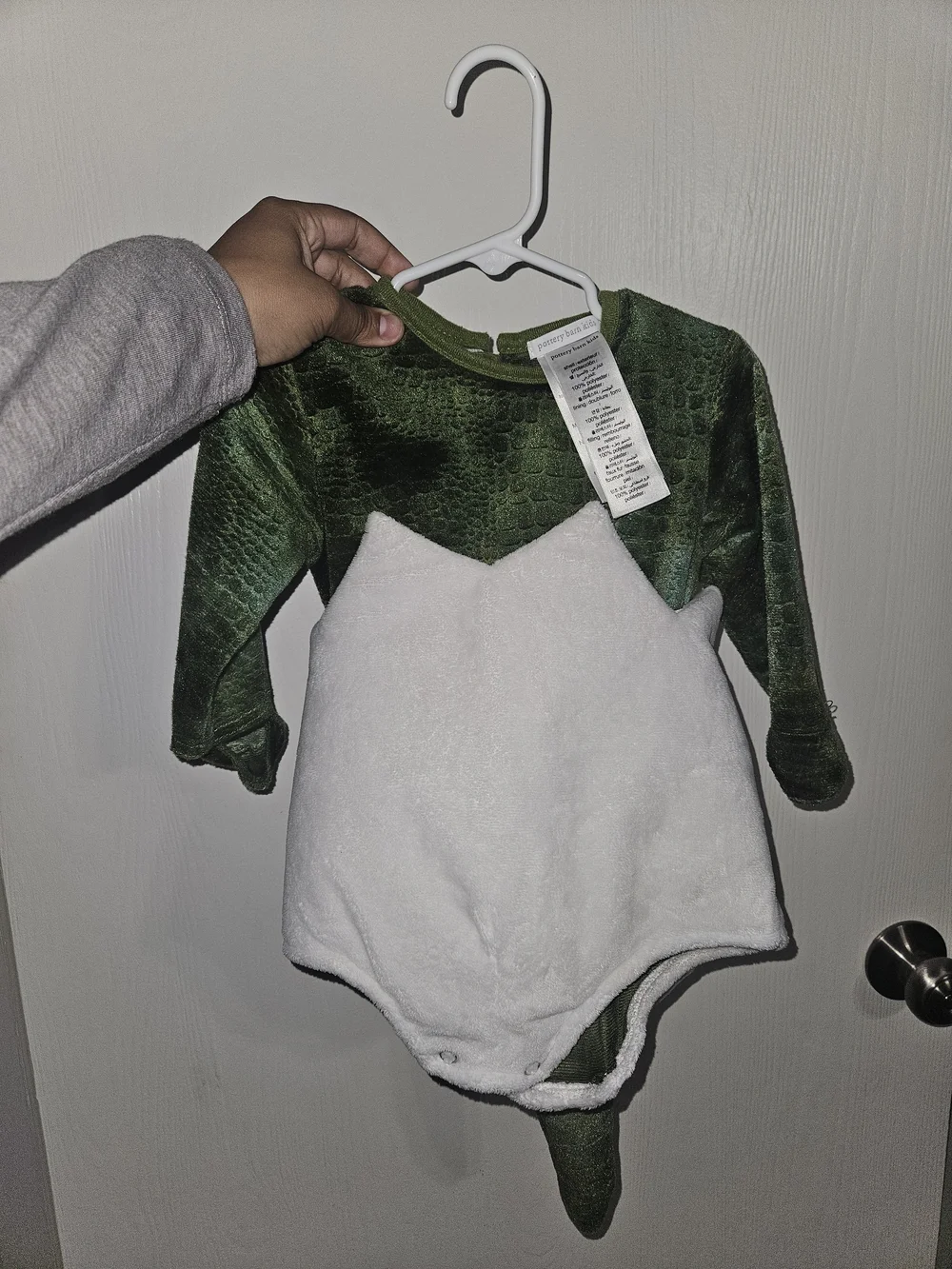 Pottery Barn Kids Green and White Dinosaur Costume - Picture 3 of 5